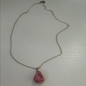 Elegant Pink Teardrop Pendant Necklace